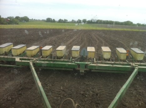 David's veiw from the tractor while planting corn