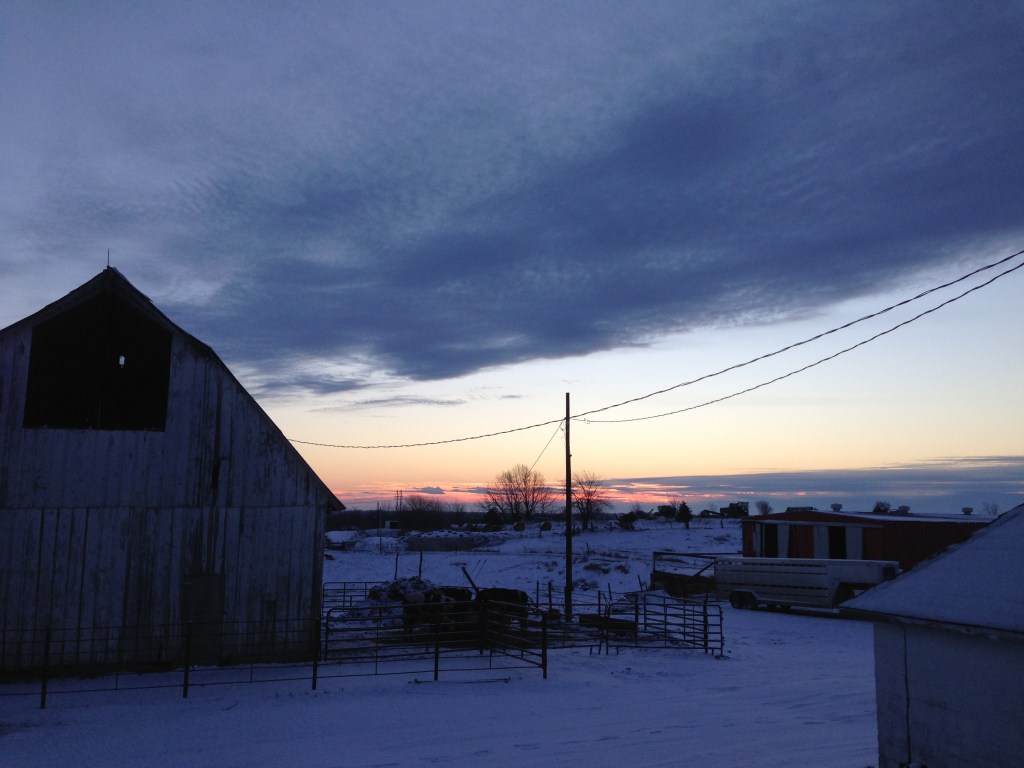 Sunrise over a fresh snowfall Jan 1, 2013.