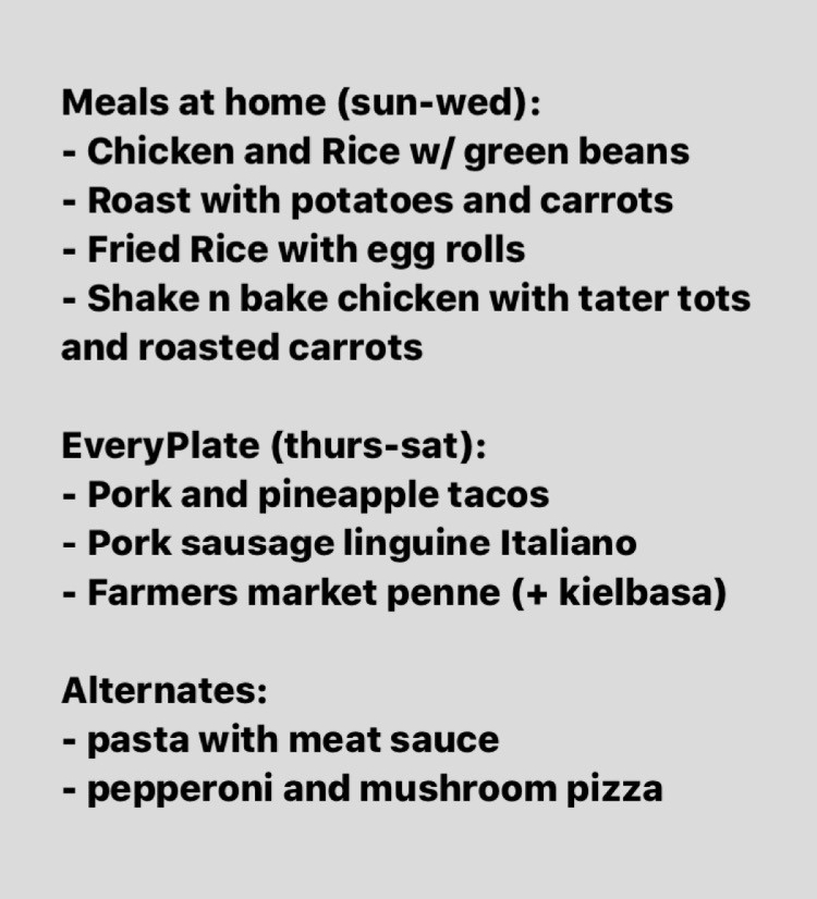 weekly meal plan